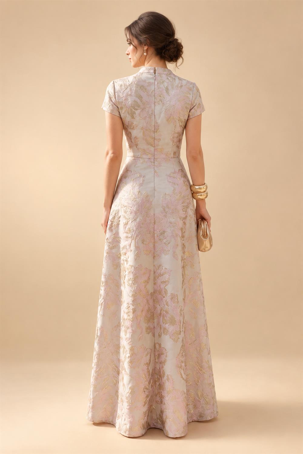 3/4 Sleeve Round Neck A-Line Midi Chiffon Mother of the Bride Dresses with Jacket (SHI22500386)