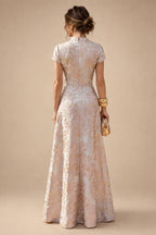 A-Line/Princess V-Neck Floral Embroidery Floor-Length Mother of the Bride & Groom Dresses with Ruched Satin Bodice (SHI22501691)