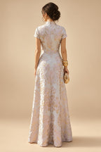 A-Line/Princess Off Shoulder Satin Floor-Length Mother of the Bride & Groom Dresses with 3D Flowers & Sweep Train (SHI22501552)
