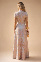 Sequin Floral A-Line/Princess V-Neck Floor-Length Mother of the Bride & Groom Dresses with 3D Flowers & Pleats (SHI22501350)