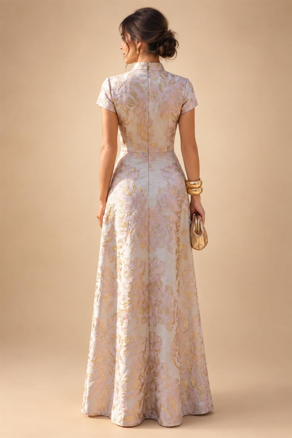 Sequin Floral A-Line/Princess V-Neck Floor-Length Mother of the Bride & Groom Dresses with 3D Flowers & Pleats (SHI22501350)