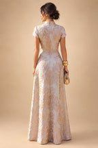 Sequin Floral A-Line/Princess V-Neck Floor-Length Mother of the Bride & Groom Dresses with 3D Flowers & Pleats (SHI22501350)