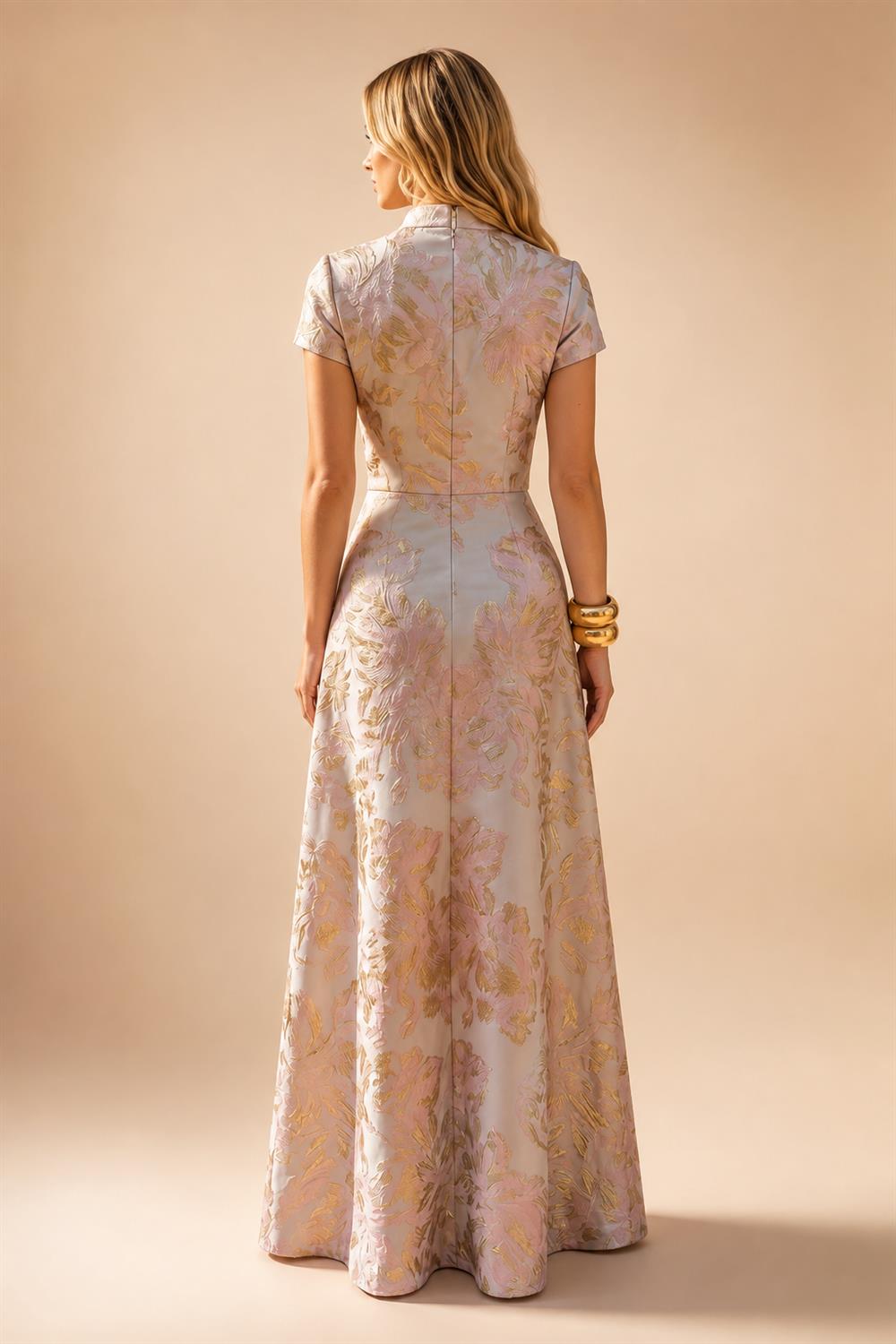 Sheath Floral Jacquard Off Shoulder Mother of the Bride & Groom Dresses with Flower (SHI22500777)
