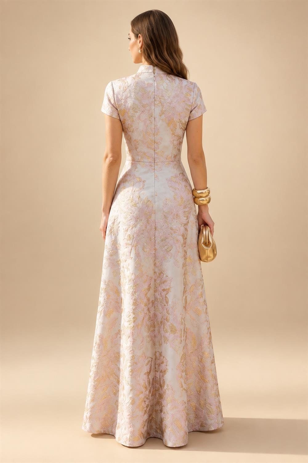 A-Line/Princess Scoop Illusion Lace Appliques Tea-Length Mother of the Bride Dresses with Pleated Ruffle (SHI22500105)