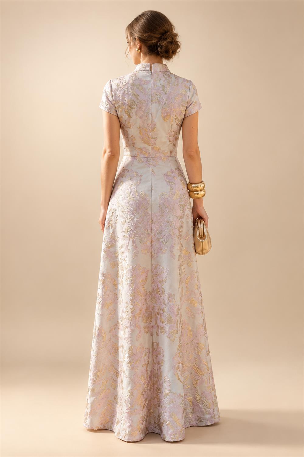 A-Line/Princess V-Neck Chiffon Maxi Mother of the Bride & Groom Dresses with Side Sash, Sweep Train & Ruched Bodice (SHI22501629)