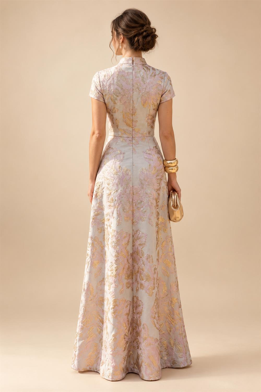 Jacquard A-Line/Princess V-Neck Floor-Length Mother of the Bride & Groom Dresses with Pockets (SHI22500987)