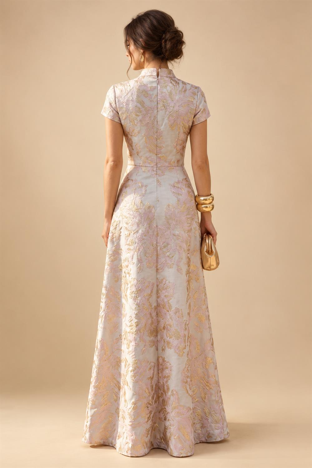 A-Line/Princess V-Neck Chiffon Floor-Length Mother of the Bride & Groom Dresses with Lace Appliques, Sequin & Ruffles (SHI22501608)