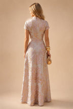 Satin V Neck Floral Print A Line Mother of the Bride Dresses (SHIR1110445)