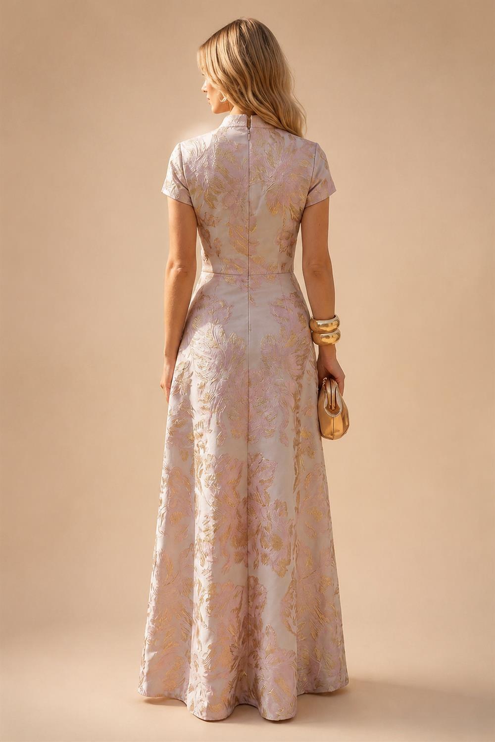 Satin V Neck Floral Print A Line Mother of the Bride Dresses (SHIR1110445)