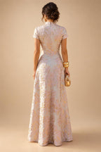 Sequin Floral A-Line/Princess V-Neck Floor-Length Mother of the Bride & Groom Dresses with 3D Flowers & Pleats (SHI22501348)