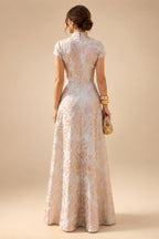 A-Line Lace Appliques Maxi Mother of the Bride & Groom Dresses with Flutter Sleeves Chiffon Bodice (SHI22500731)