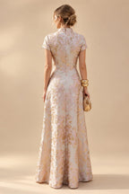 Jacquard A-Line/Princess V-Neck Floor-Length Mother of the Bride & Groom Dresses with Ruched Waist & Pockets (SHI22500984)