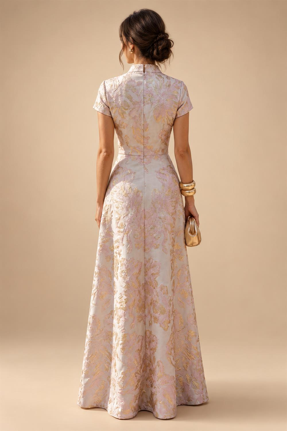 A-Line/Princess V-Neck Chiffon Maxi Mother of the Bride & Groom Dresses with Feather Trim & Pleats (SHI22501651)