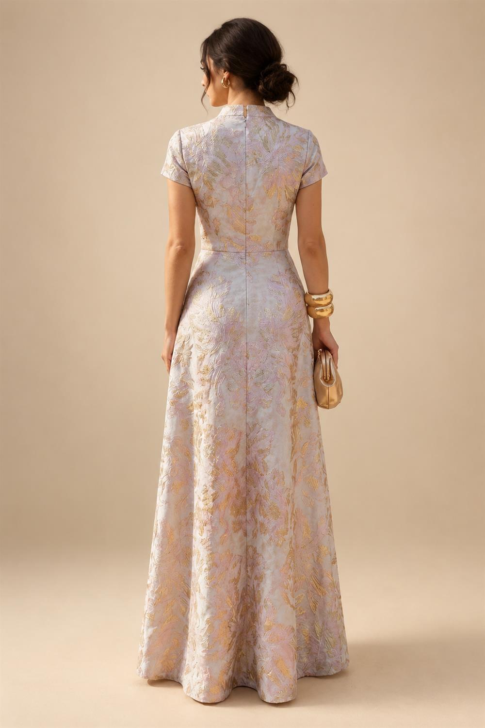 A-Line/Princess V-Neck Chiffon Maxi Mother of the Bride & Groom Dresses with Rhinestones & Pleats (SHI22501693)
