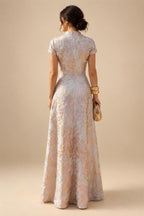A-Line/Princess V-Neck Chiffon Maxi Mother of the Bride & Groom Dresses with Rhinestones & Pleats (SHI22501693)