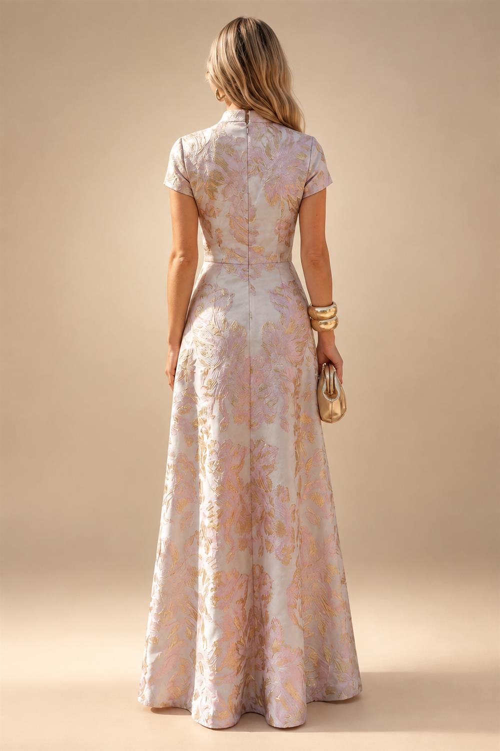 Sheath Satin 3/4 Sleeves Maxi Mother of the Bride & Groom Dresses with Chiffon Cape (SHI22500709)