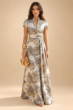 Jacquard Sheath/Column V-Neck Floor-Length Mother of the Bride & Groom Dresses with Ruched Waist (SHI22501057)