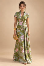 Jacquard Sheath/Column V-Neck Floor-Length Mother of the Bride & Groom Dresses with Ruched Waist (SHI22501057)