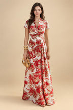Jacquard Sheath/Column V-Neck Floor-Length Mother of the Bride & Groom Dresses with Ruched Waist (SHI22501057)