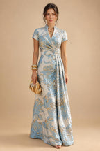 Jacquard Sheath/Column V-Neck Floor-Length Mother of the Bride & Groom Dresses with Ruched Waist (SHI22501057)