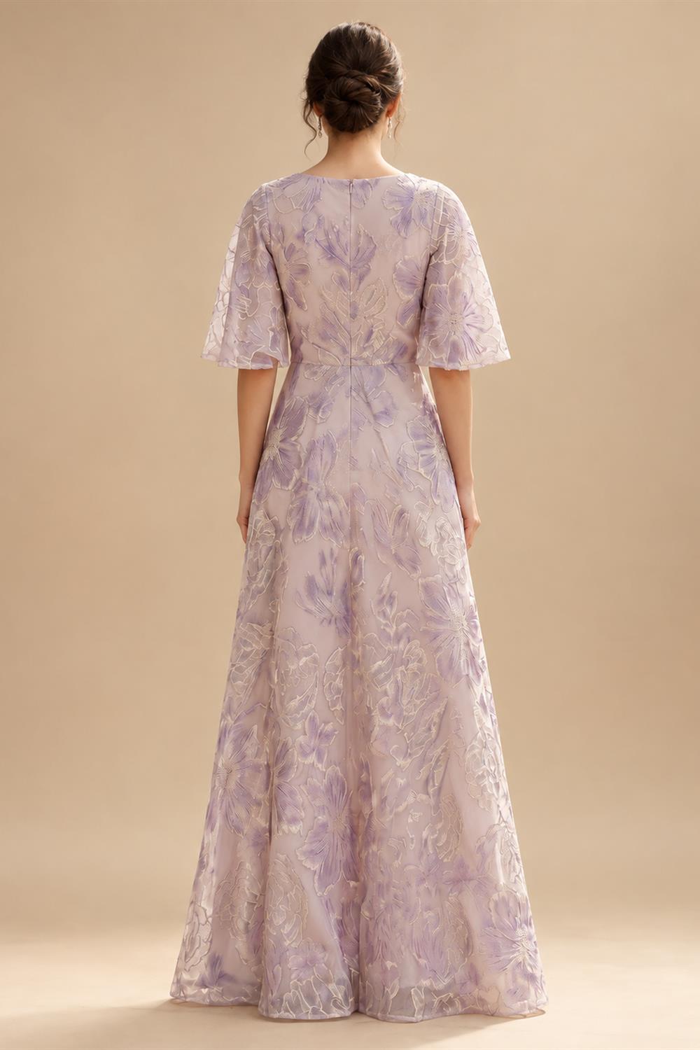 Jacquard A-Line/Princess V-Neck Floor-Length Mother of the Bride & Groom Dresses with Ruched Waist (SHI22501061)