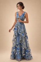 Lace V-Neck Floor-Length Mother of the Bride & Groom Dresses for Women with Ruffles (SHI22501076)