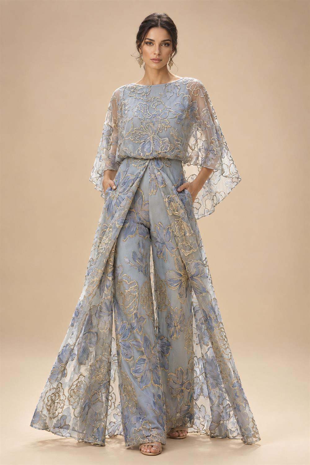 Lace V-Neck Floor-Length Mother of the Bride & Groom Dresses for Women with Ruffles (SHI22501076)