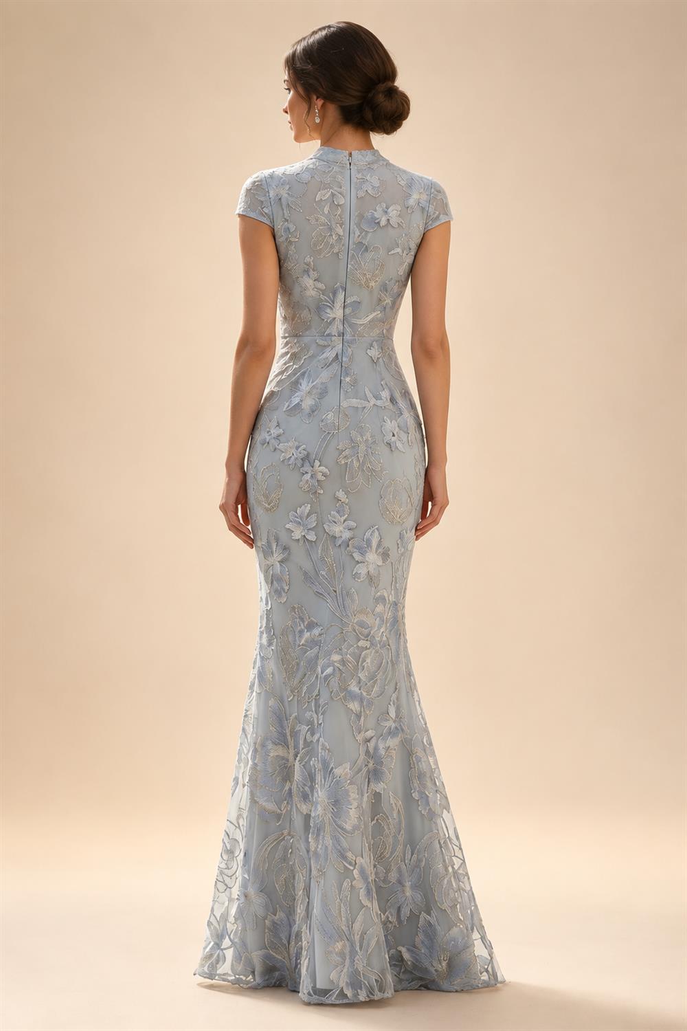 Jacquard Mermaid/Trumpet V-Neck Floor-Length Mother of the Bride & Groom Dresses for Women (SHI22501233)