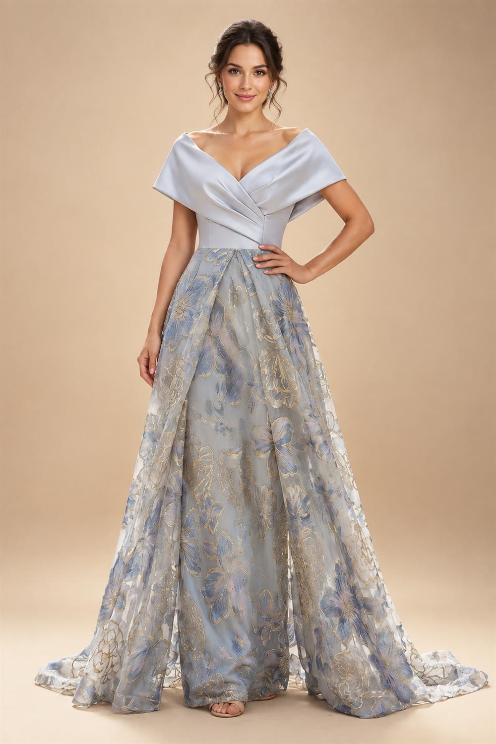Jacquard Sheath Off the Shoulder Ruched Corset Mother of the Bride & Groom Dresses (SHI22500958)