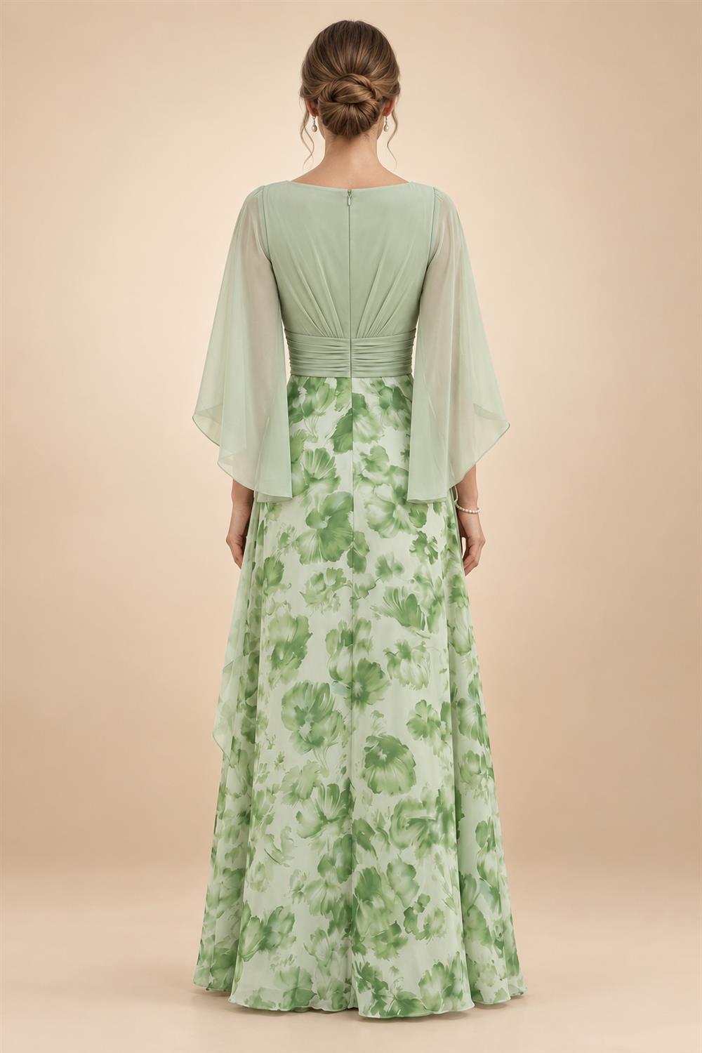 A-Line/Princess V-Neck Floor-Length Mother of the Bride & Groom Dresses with Ruffles & Ruched Waist (SHI22501284)