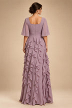 Chiffon A-Line/Princess One Shoulder Floor-Length Mother of the Bride & Groom Dresses with Ruffles & Ruched Waist (SHI22501248)