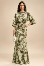 Floral Print Sheath/Column Scoop Neck Floor-Length Mother of the Bride & Groom Dresses with Ruched Waist (SHI22501153)