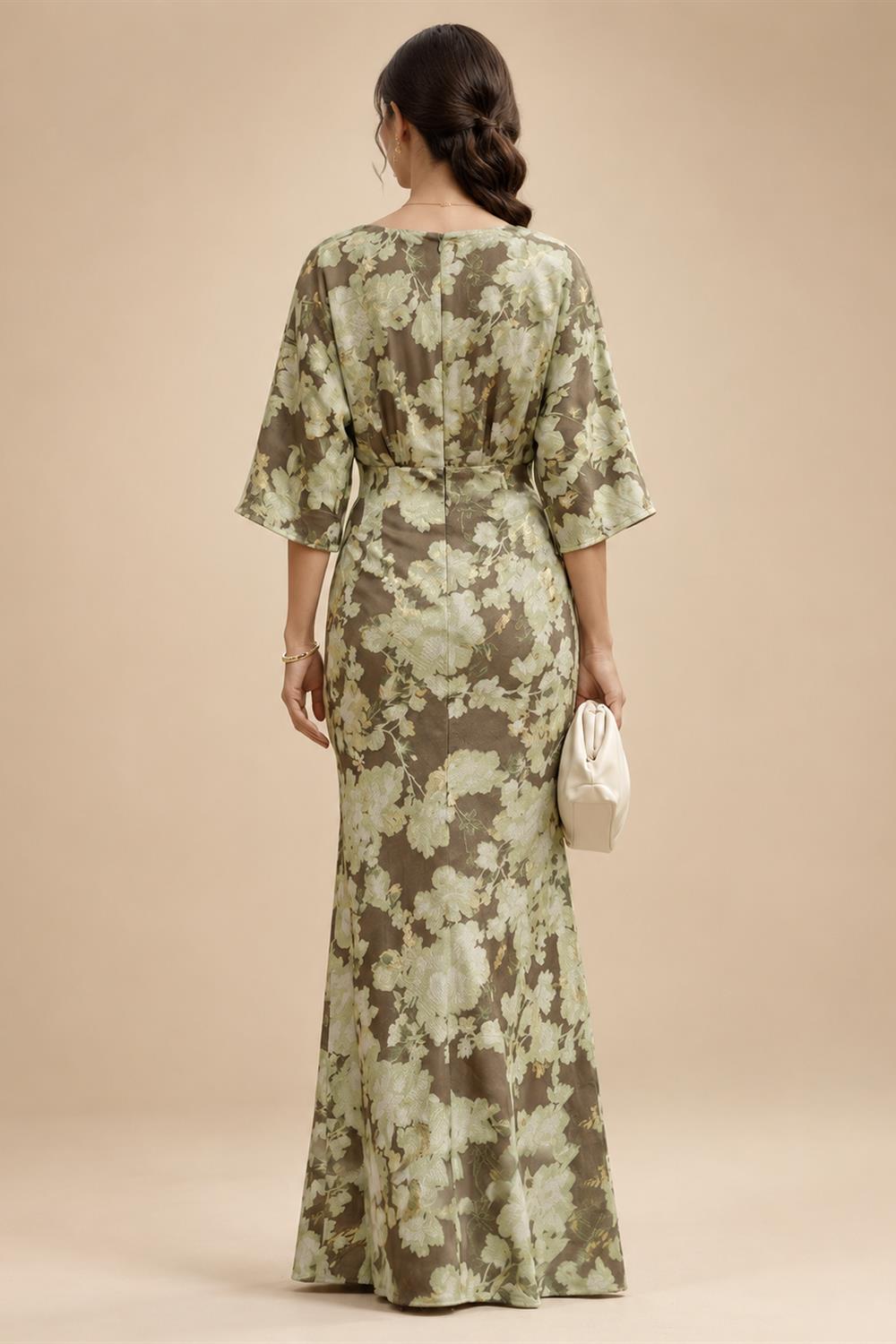 Floral Print Sheath/Column Scoop Neck Floor-Length Mother of the Bride & Groom Dresses with Ruched Waist (SHI22501153)