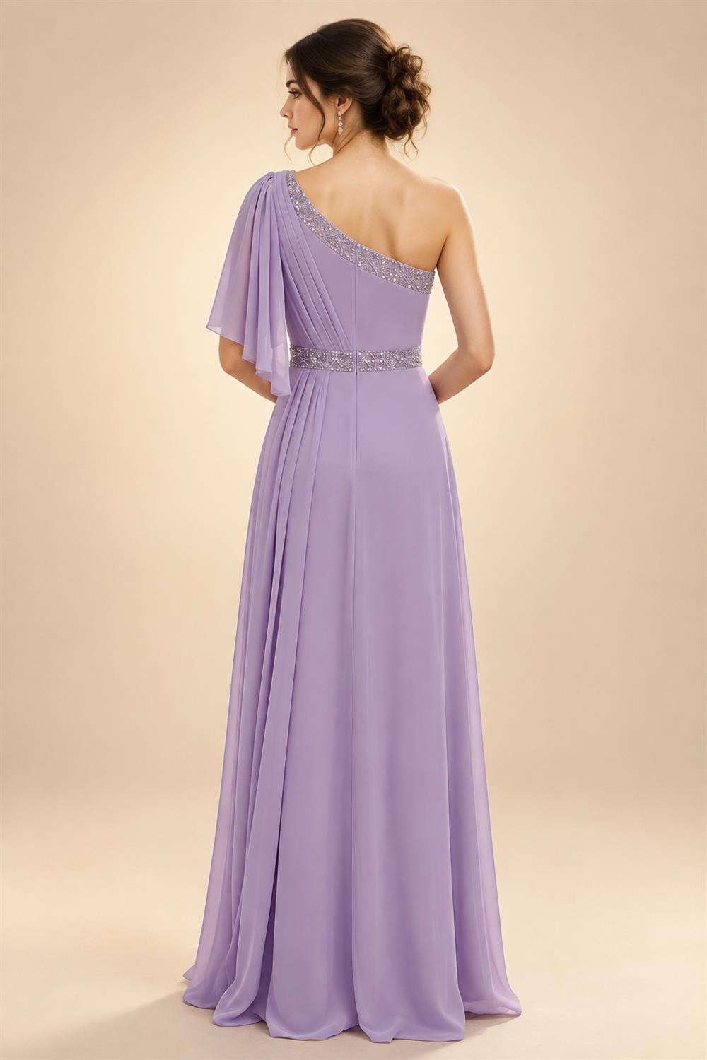 Chiffon A-Line/Princess One Shoulder Floor-Length Mother of the Bride & Groom Dresses with Ruffles & Ruched Waist (SHI22501248)