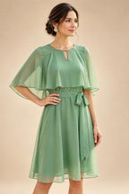 Chiffon A-Line/Princess Scoop Neck Short Mother of the Bride & Groom Dresses Tiered (SHI22500912)