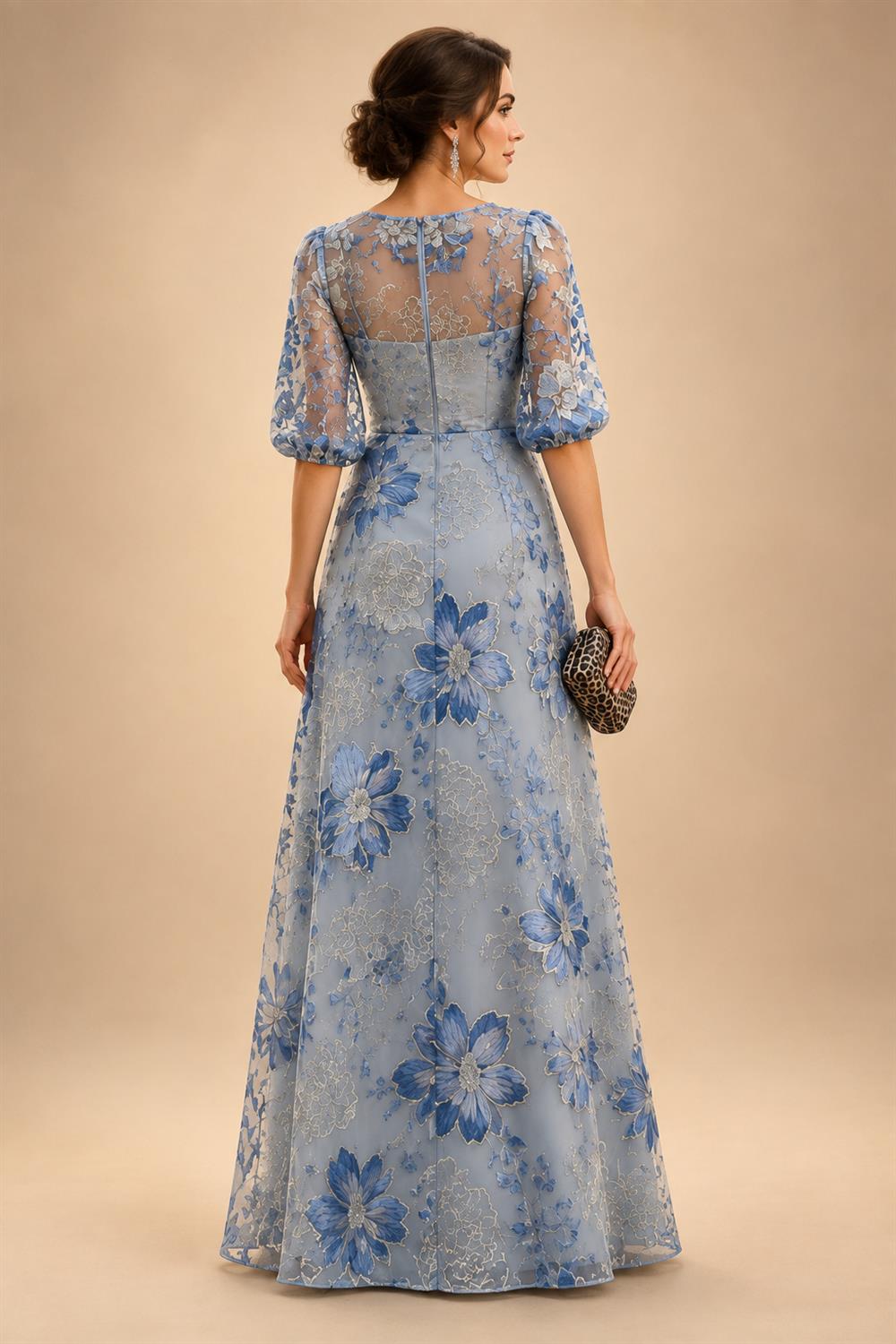 Jacquard A-Line/Princess Asymmetric Neck Floor-Length Mother of the Bride & Groom Dresses with Pleats (SHI22501354)