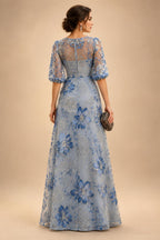 Jacquard A-Line/Princess Asymmetric Neck Floor-Length Mother of the Bride & Groom Dresses with Pleats (SHI22501354)