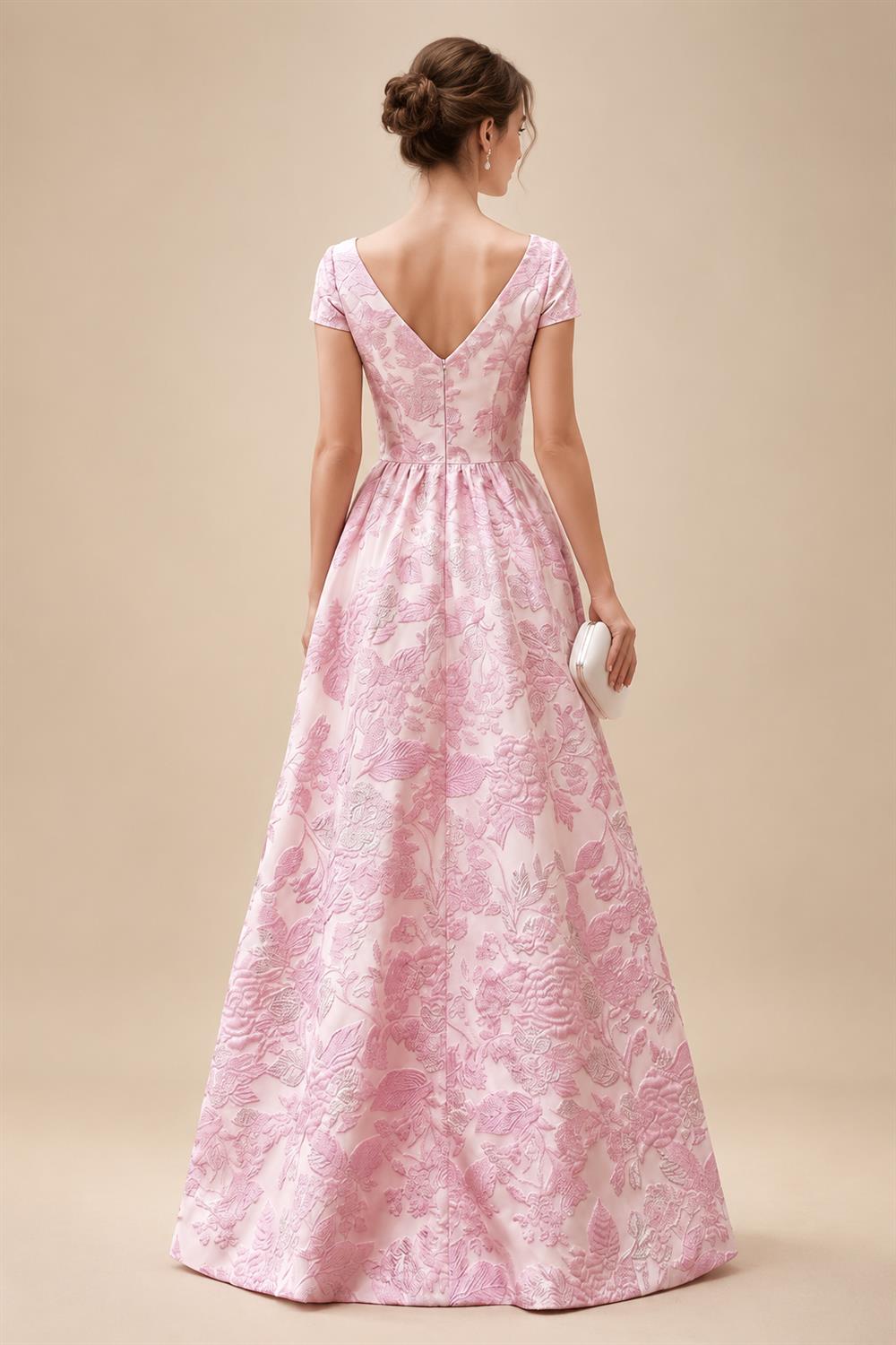 Sheath Floral Jacquard Off Shoulder Mother of the Bride & Groom Dresses with Flower (SHI22500777)