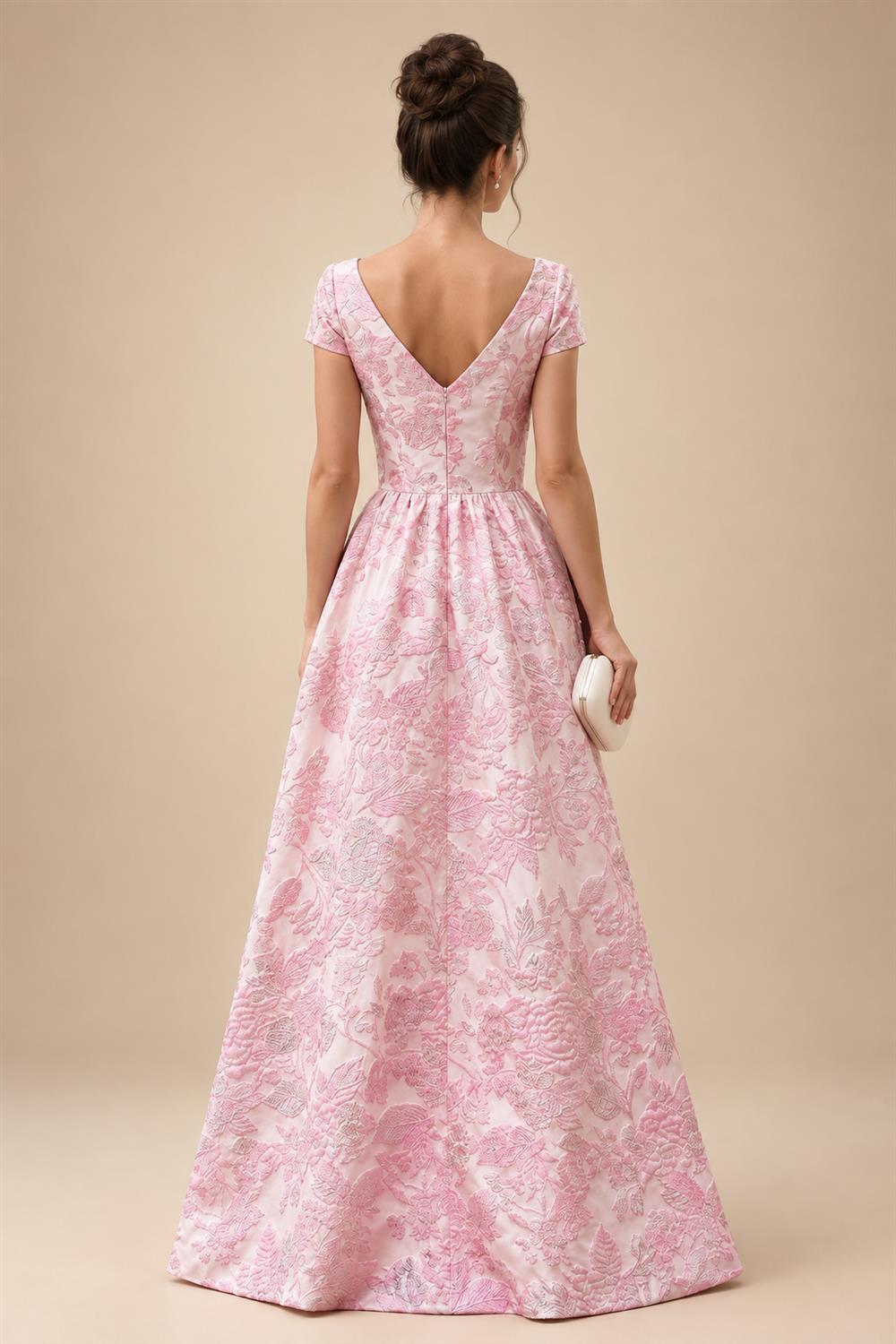 Sheath Floral Jacquard Off Shoulder Mother of the Bride & Groom Dresses with Flower (SHI22500777)