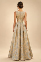 Jacquard A-Line/Princess V-Neck Floor-Length Mother of the Bride & Groom Dresses with Pockets (SHI22500987)