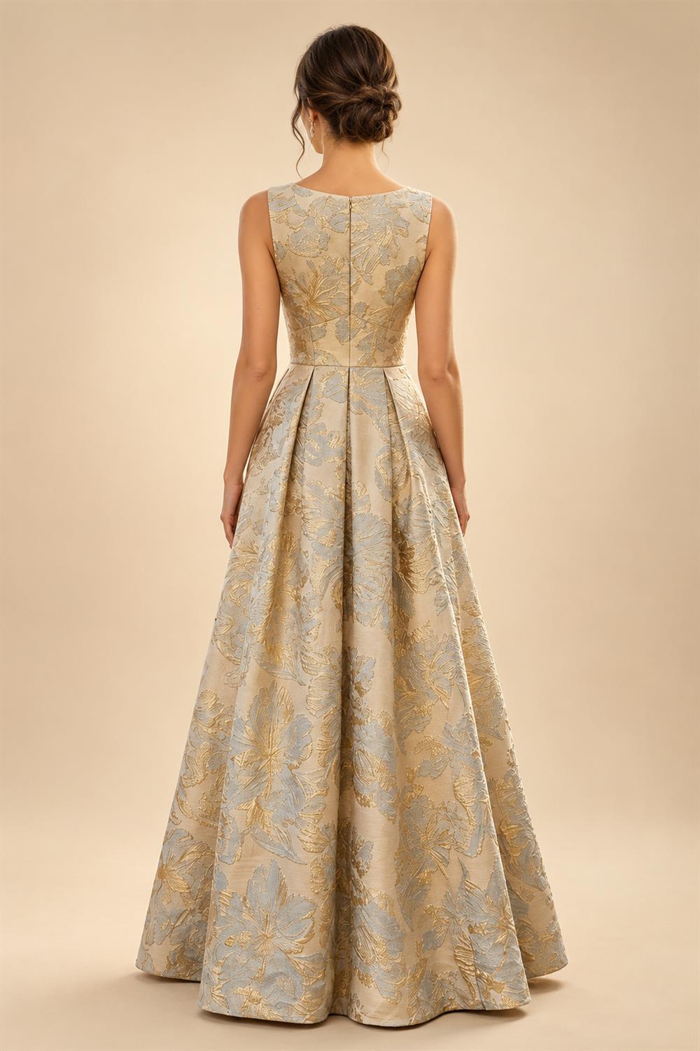 Jacquard A-Line/Princess V-Neck Floor-Length Mother of the Bride & Groom Dresses with Pockets (SHI22500987)