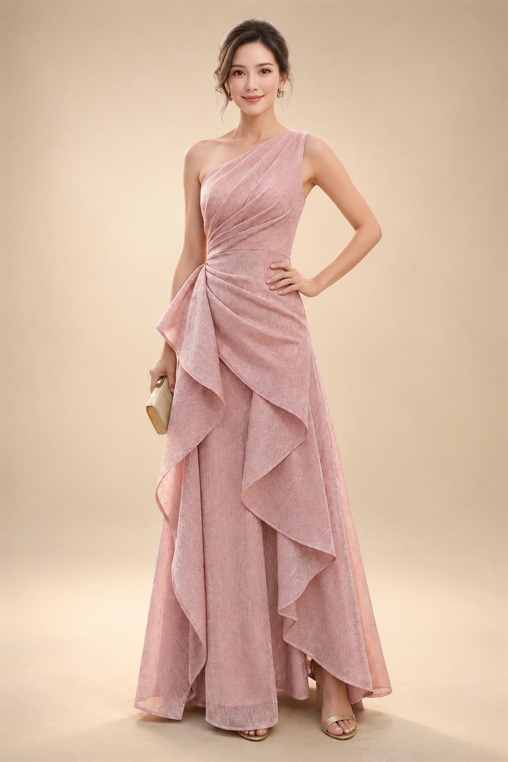 Sheath/Column Asymmetric Neck Satin Maxi Mother of the Bride & Groom Dresses with Side Sash, Slit & Ruched Waist (SHI22501643)