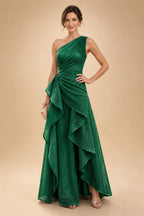 Chiffon A-Line/Princess One Shoulder Floor-Length Mother of the Bride & Groom Dresses with Ruffles & Ruched Waist (SHI22501248)