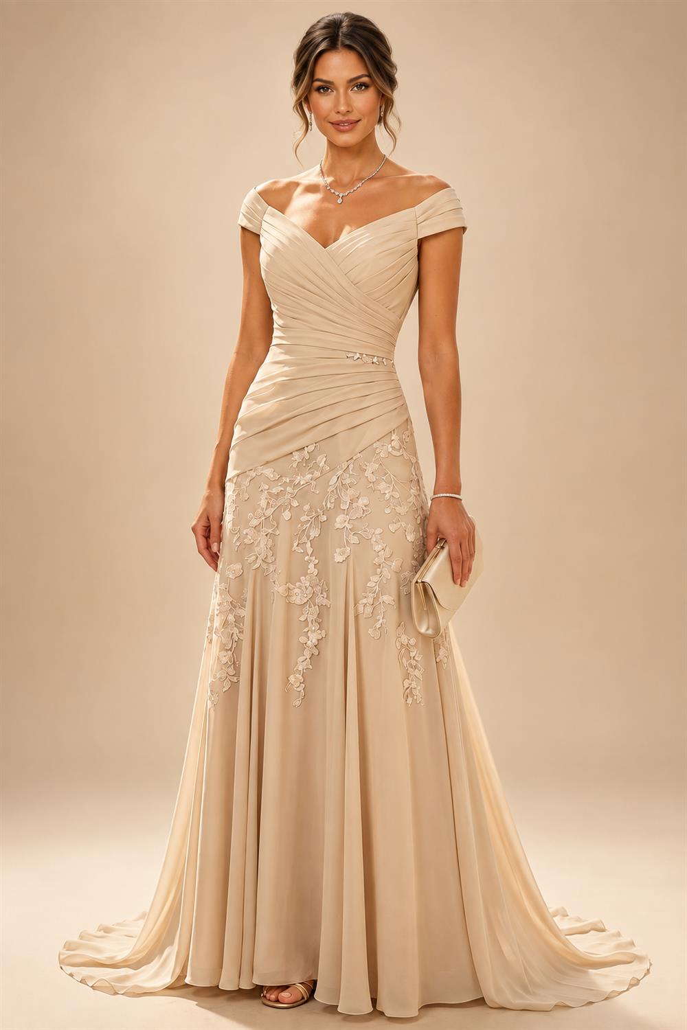 Satin Scoop Neck Mother of the Bride & Groom Dresses with 3D Flower (SHI22500338)