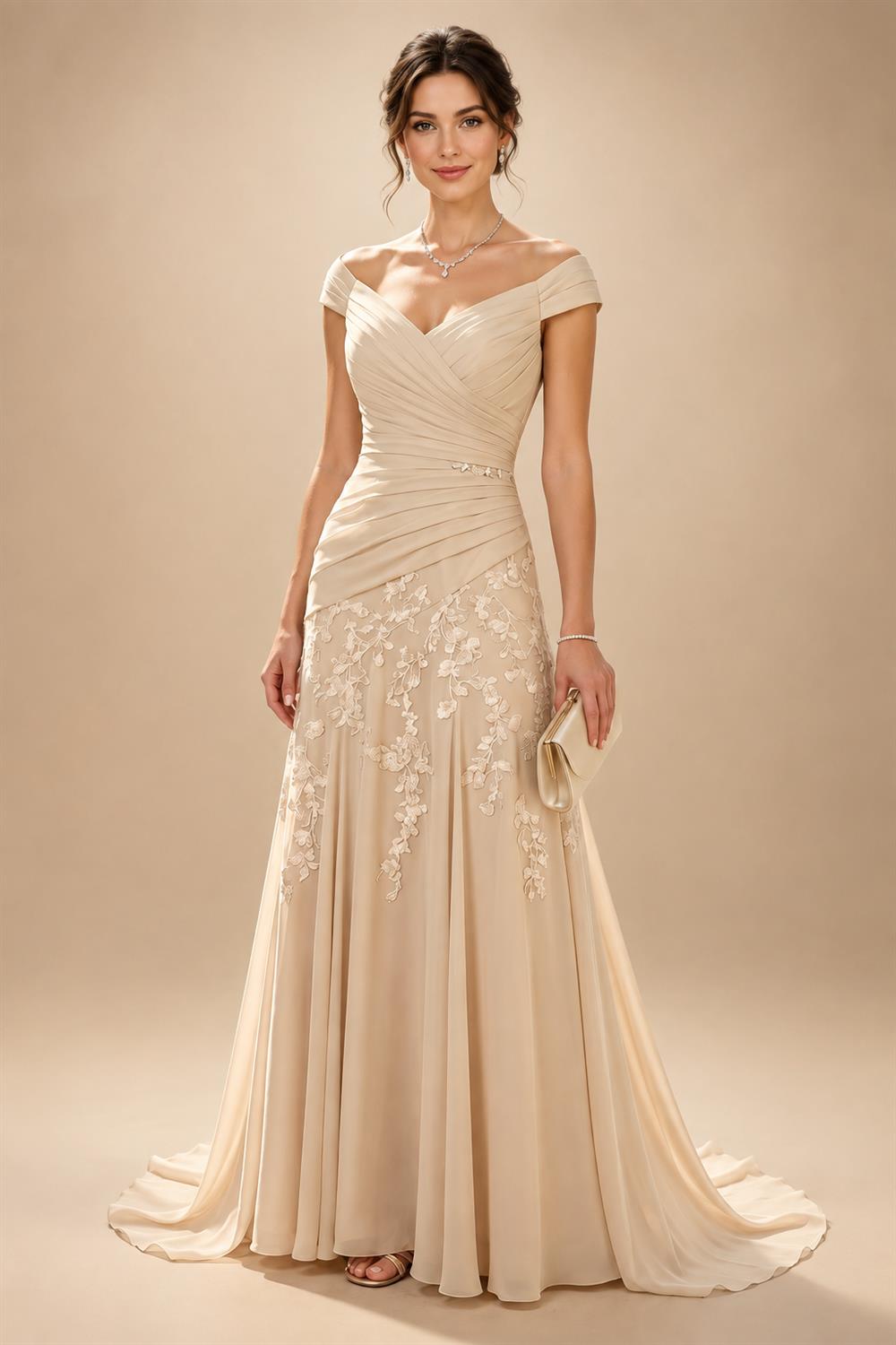 Sequin Floral Sheath/Column V-Neck Floor-Length Mother of the Bride & Groom Dresses with Ruched Waist (SHI22500972)