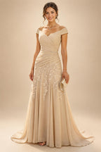 Jacquard A-Line/Princess V-Neck Tea-Length Mother of the Bride & Groom Dresses with Ruched Waist (SHI22501056)