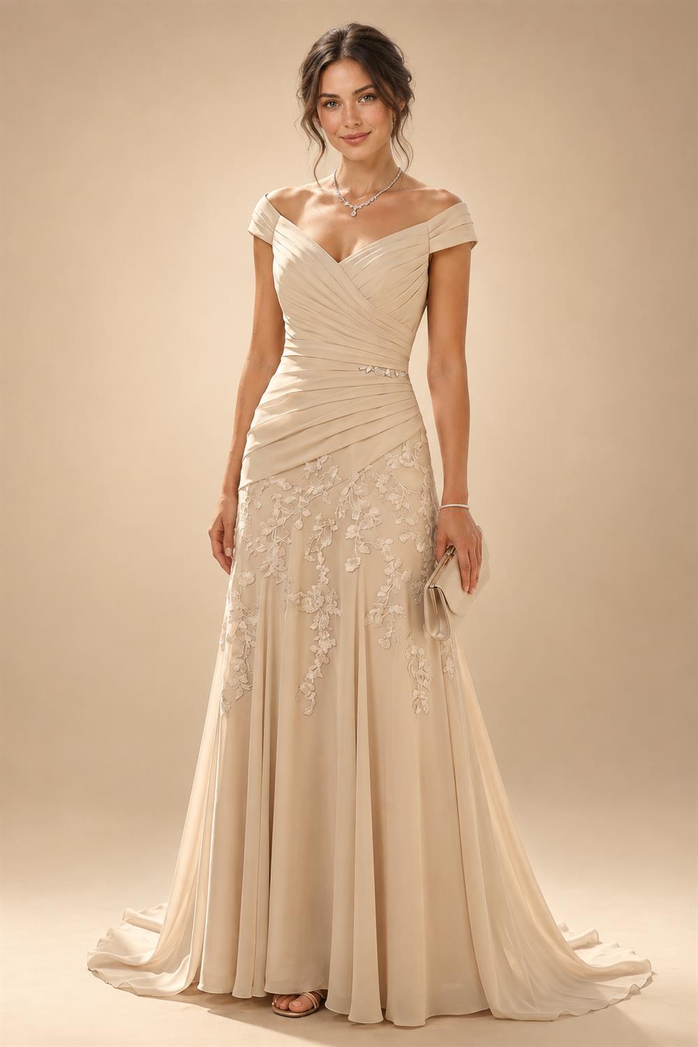 Jacquard A-Line/Princess V-Neck Floor-Length Mother of the Bride & Groom Dresses with Pockets (SHI22500987)