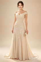 A-Line Floor-Length Chiffon Cape Sleeves Mother of the Bride & Groom Dresses with Tiered Ruffles (SHI22500723)