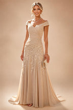 A-Line/Princess V-Neck Floral Embroidery Floor-Length Mother of the Bride & Groom Dresses with Ruched Satin Bodice (SHI22501691)