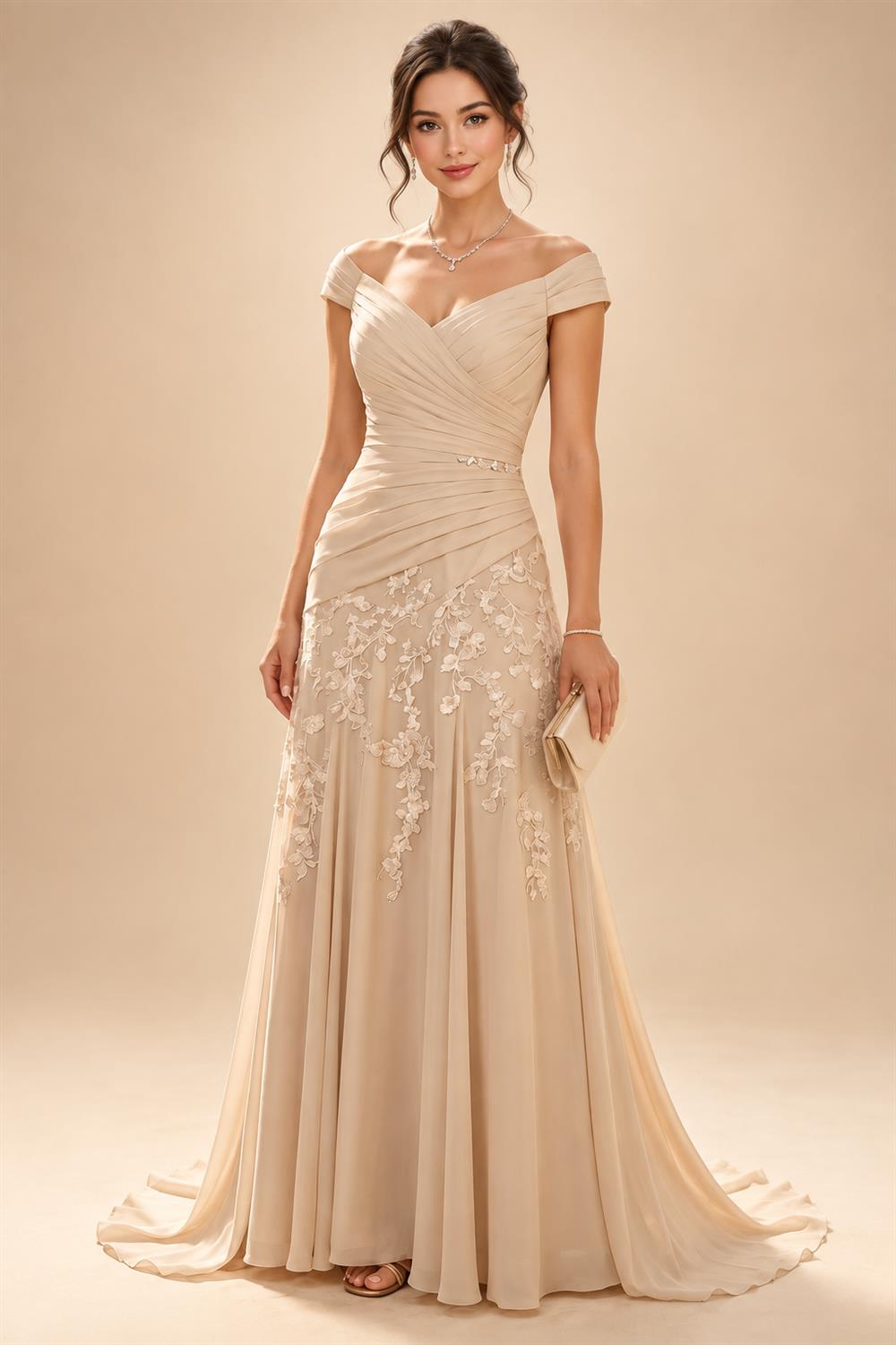 Sheath/Column One Shoulder Floral Embroidery Floor-Length Mother of the Bride & Groom Dresses with Side Draped Sash (SHI22501617)